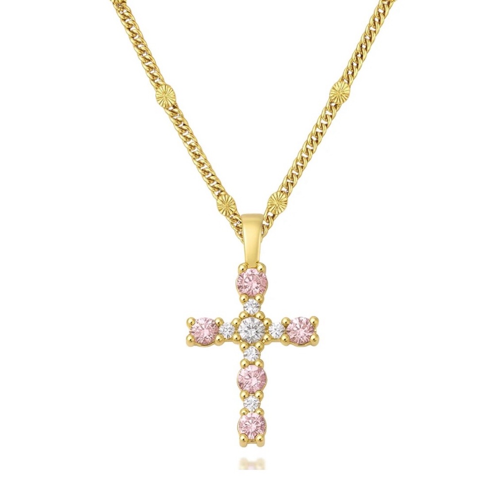 NWT Pretty in Pink Cross Necklace